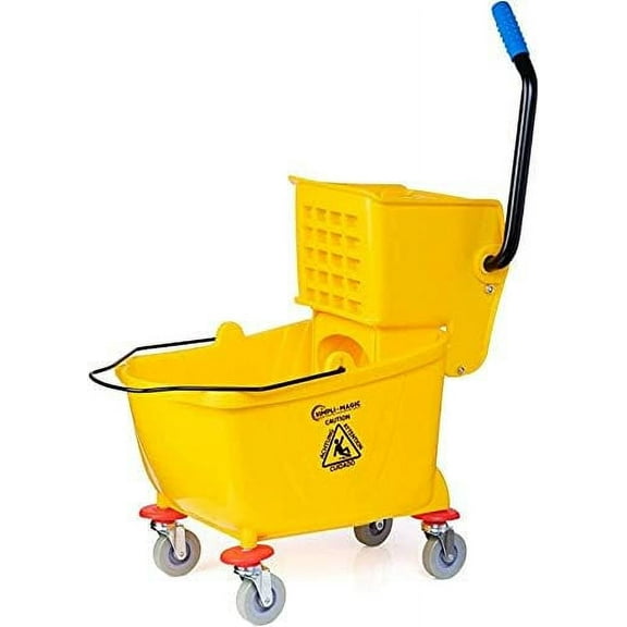 Simpli-Magic Commercial Mop Bucket with Wringer 26-Quart Cleaning Bucket, Yellow