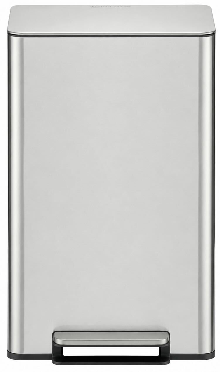 Simpli-Magic Kitchen Trash Can, 13.2 Gallon Stainless Steel Soft Close Step Garbage Bin with Infinity Edge Lid, Silver