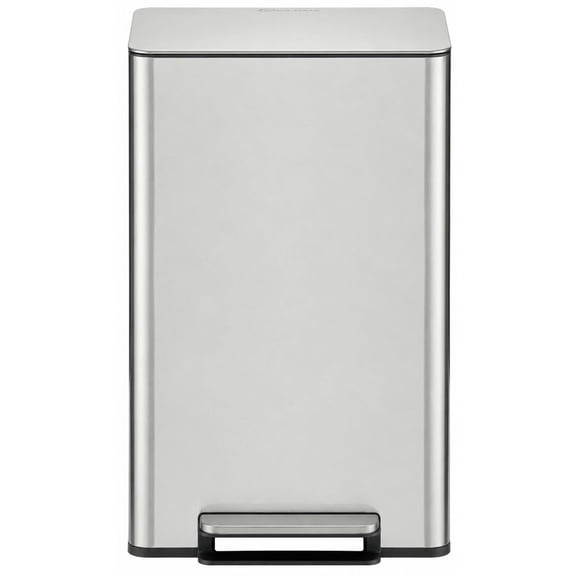Simpli-Magic Kitchen Trash Can, 13.2 Gallon Stainless Steel Soft Close Step Garbage Bin with Infinity Edge Lid, Silver