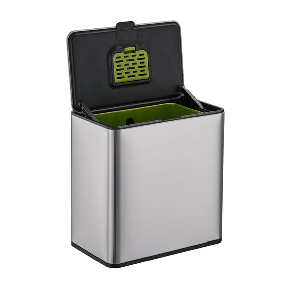 Simpli-Magic Kitchen Compost Bin and Caddy, 1.32 Gallon Stainless Steel Countertop Food Waste Container with Lid, Silver