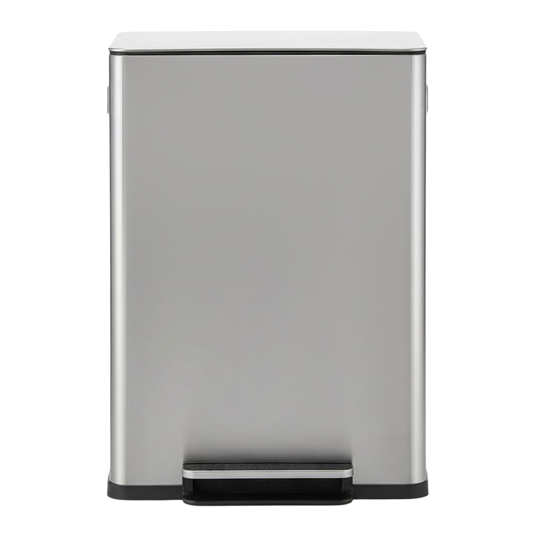 Simpli-Magic 16 Gallon Kitchen Trash Can with Infinity Lid, Stainless Steel Rectangular Step Garbage Bin, Soft-Close Lid, Silver