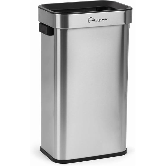 Simpli-Magic Open Top Trash Can with Smudge-Resistant Stainless Steel Finish, 70 L