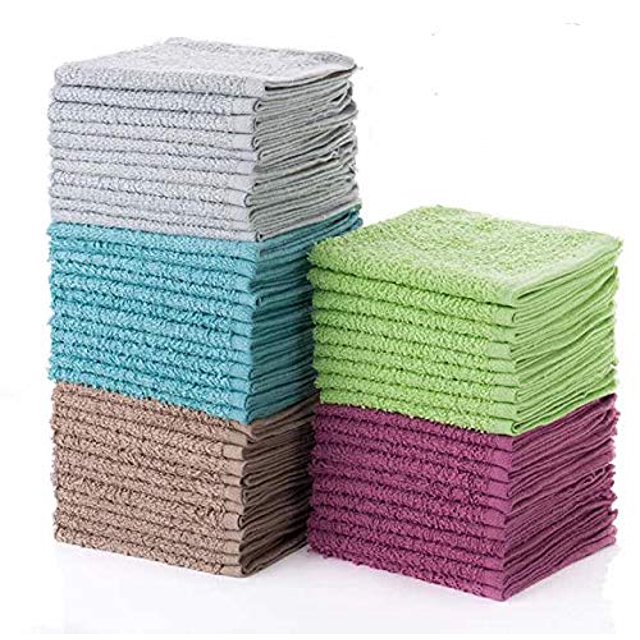 SIMPLI-MAGIC 50ct Terry Towel Cleaning Cloths - 12x12 Inch Soft Plush Cotton