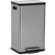 Simpli-Magic Trash Can with Foot Pedal Soft-Close Stainless Steel Smudge Resistant Garbage Bin, 50 L