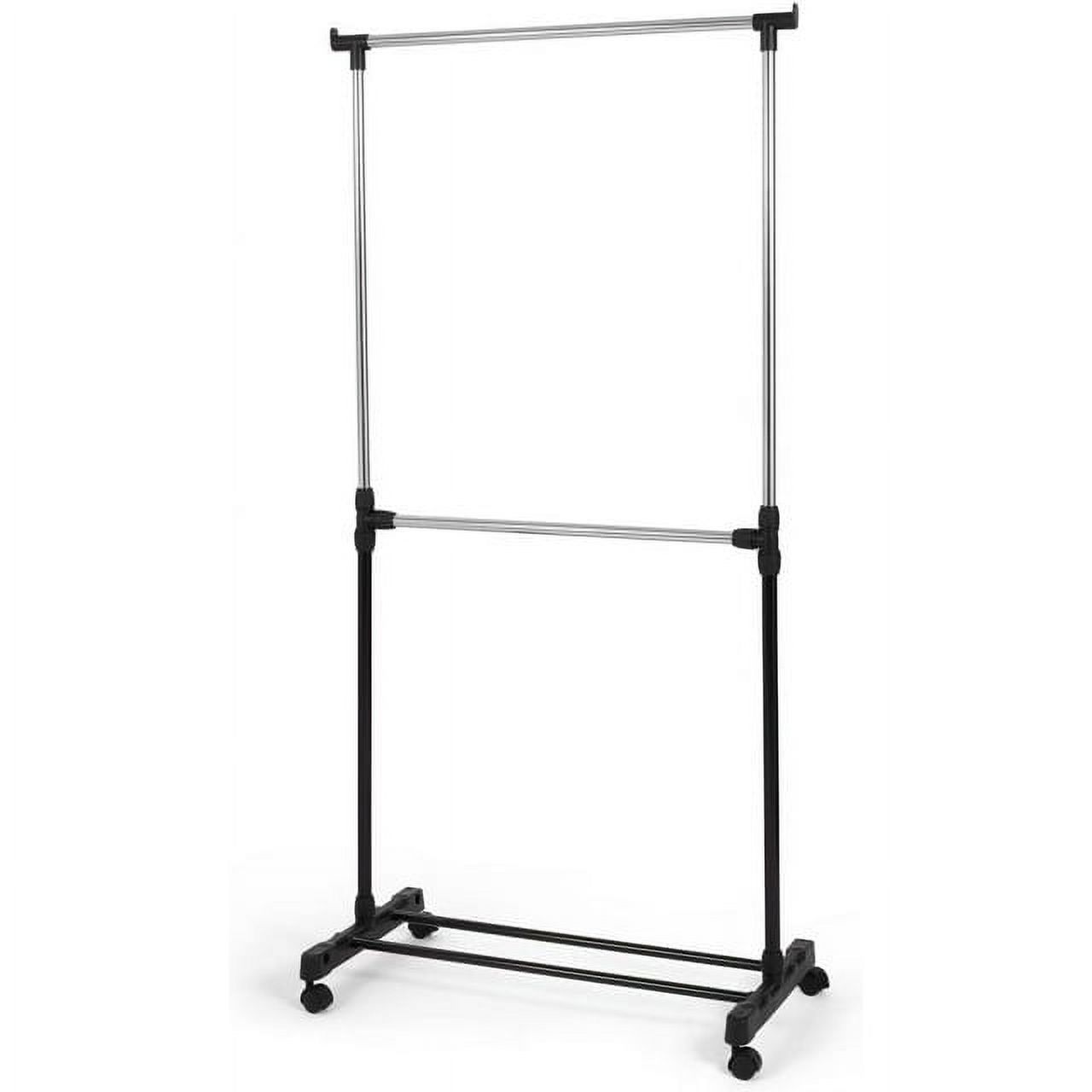 Appendiabiti Metallico SunnyPoint Con Ruote E Ripiano Inferiore - Struttura Compatta E Resistente, 47x89x172 Cm, Colore Nero
