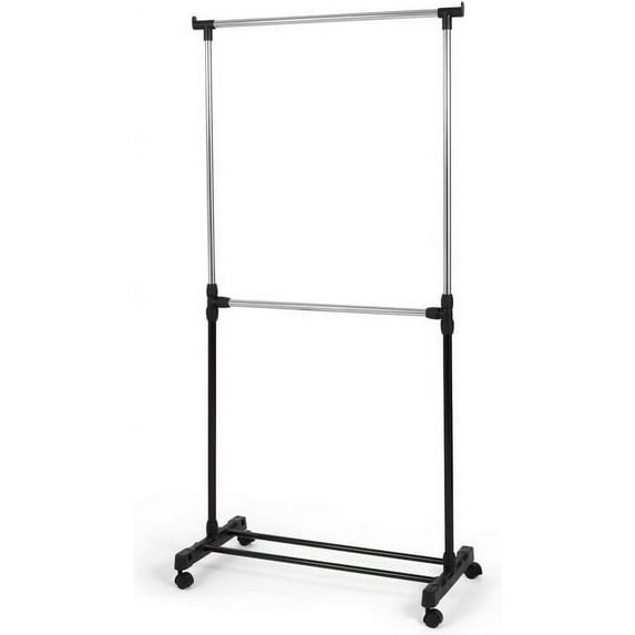 Simpli-Magic Two-Tier Rolling Garment Rack Adjustable Clothing Rack with Wheels