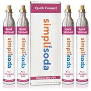 Simpli Soda 60L CO2 Quick Connect Cylinder - Compatible with Sodastream Quick Connect Only [Including ART, TERRA ENSO & DUO] - Soda Streaming Machine CO2 Tanks Gas Refill, | 14.5 oz, 4 Pack