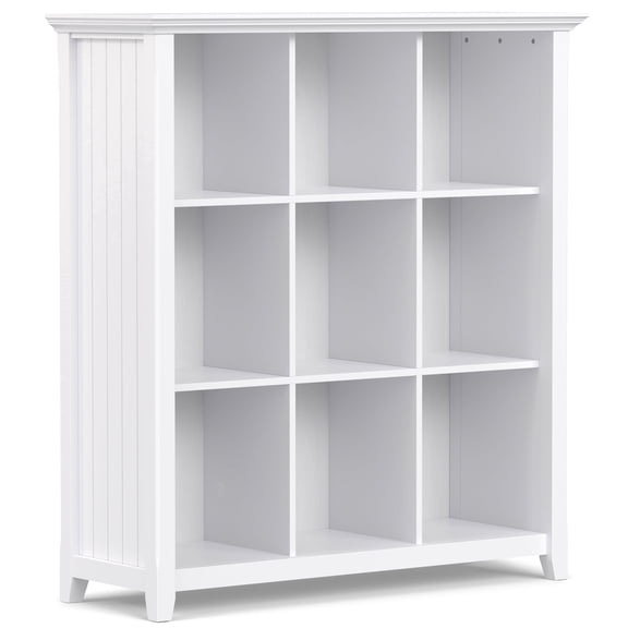 Acadian 48 inch x 44 inch Solid Wood Transitional 9 Cube Bookcase and Storage Unit in White