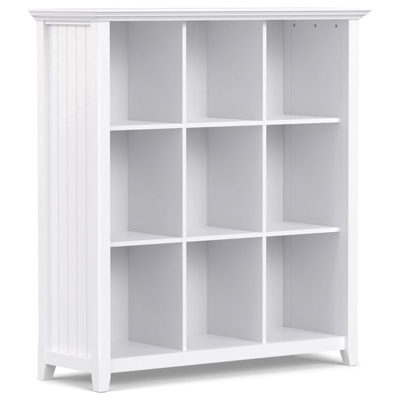 Simpli Home Acadian 48 inch x 44 inch Solid Wood Transitional 9 Cube Bookcase and Storage Unit in White