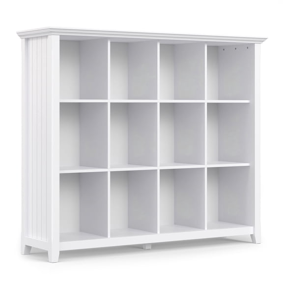 Acadian 48 inch x 57 inch Solid Wood Transitional 12 Cube Storage in White
