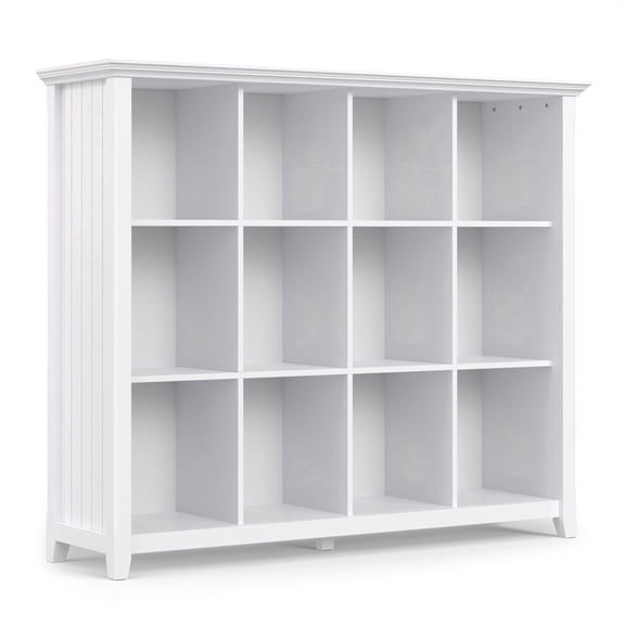 Acadian 48 inch x 57 inch Solid Wood Transitional 12 Cube Storage in White
