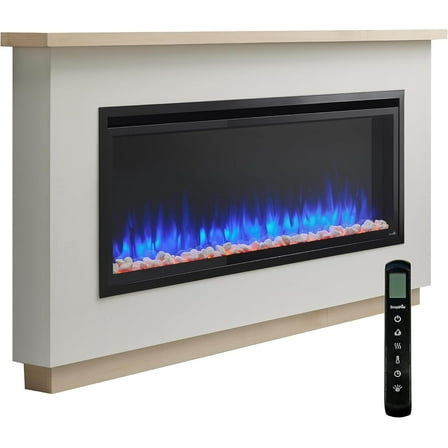 SimpliFire Boyd 68"W x 40"H x 7.5"D Wall Mount Electric Fireplace Build-Out Kit for 50" Allusion Platinum