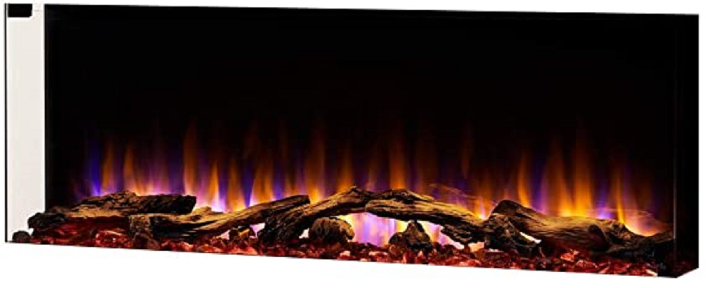 White Wall Mounted Electric Fireplace with Floating Mantel Kit
