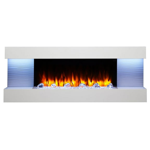 SimpliFire Format 10"D x 60"W x 23"H Floating Mantel Electric Fireplace - White