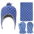 thumbnail image 1 of SimpliKids Multi-Patterned Fleece Hat, Scarf & Glove Set, Dots Print, 5-7 Year, 1 of 4