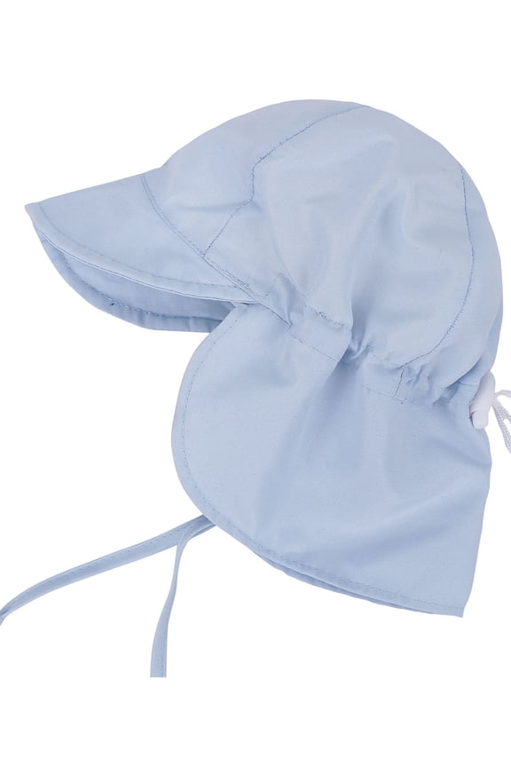 UPF 50+ UV Ray Sun Protection Baby Hat w/ Neck Flap & Drawstring,Light Blue,0-12 Months