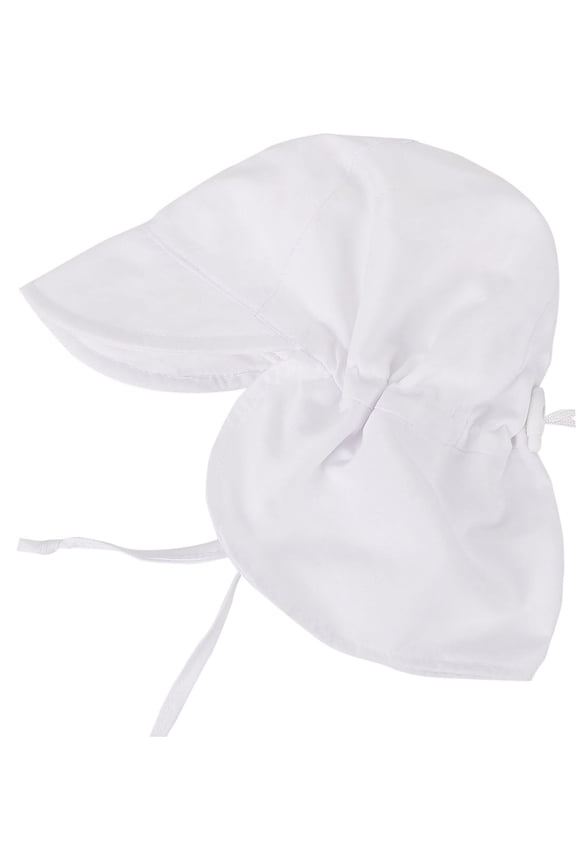 SimpliKids UPF 50+ UV Ray Sun Protection Baby Hat w/ Neck Flap & Drawstring,White,12-24 Months