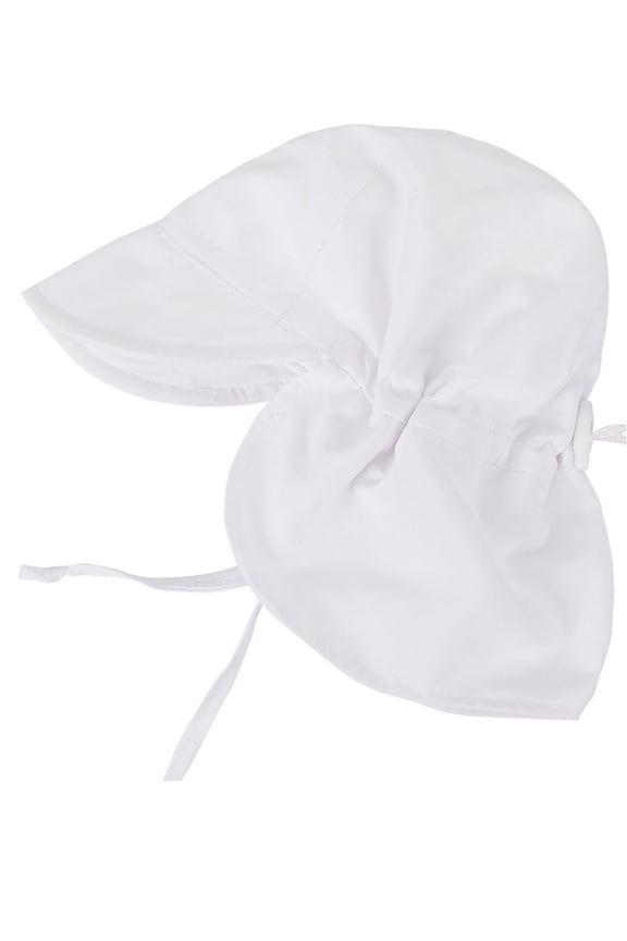 SimpliKids UPF 50+ UV Ray Sun Protection Baby Hat w/ Neck Flap & Drawstring,White,2-4 Years
