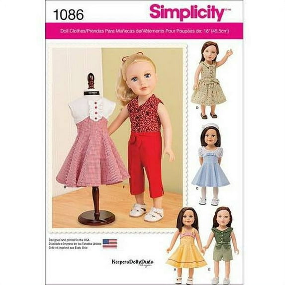 Simplicity 18 Doll Clothes Pattern, 1 Each