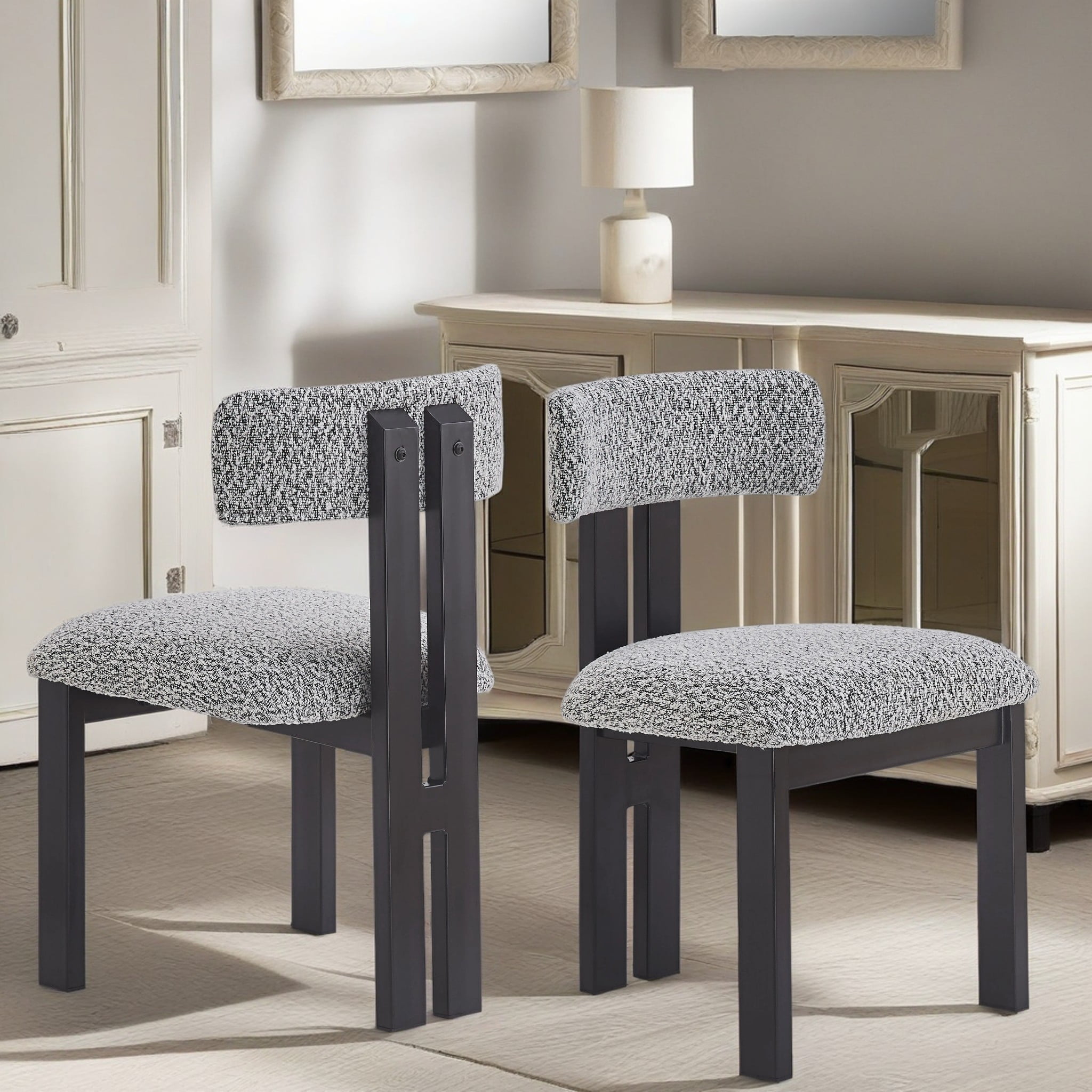 Simplicity Armless Dining Chairs with U-Shaped Seats & Metal Legs ...