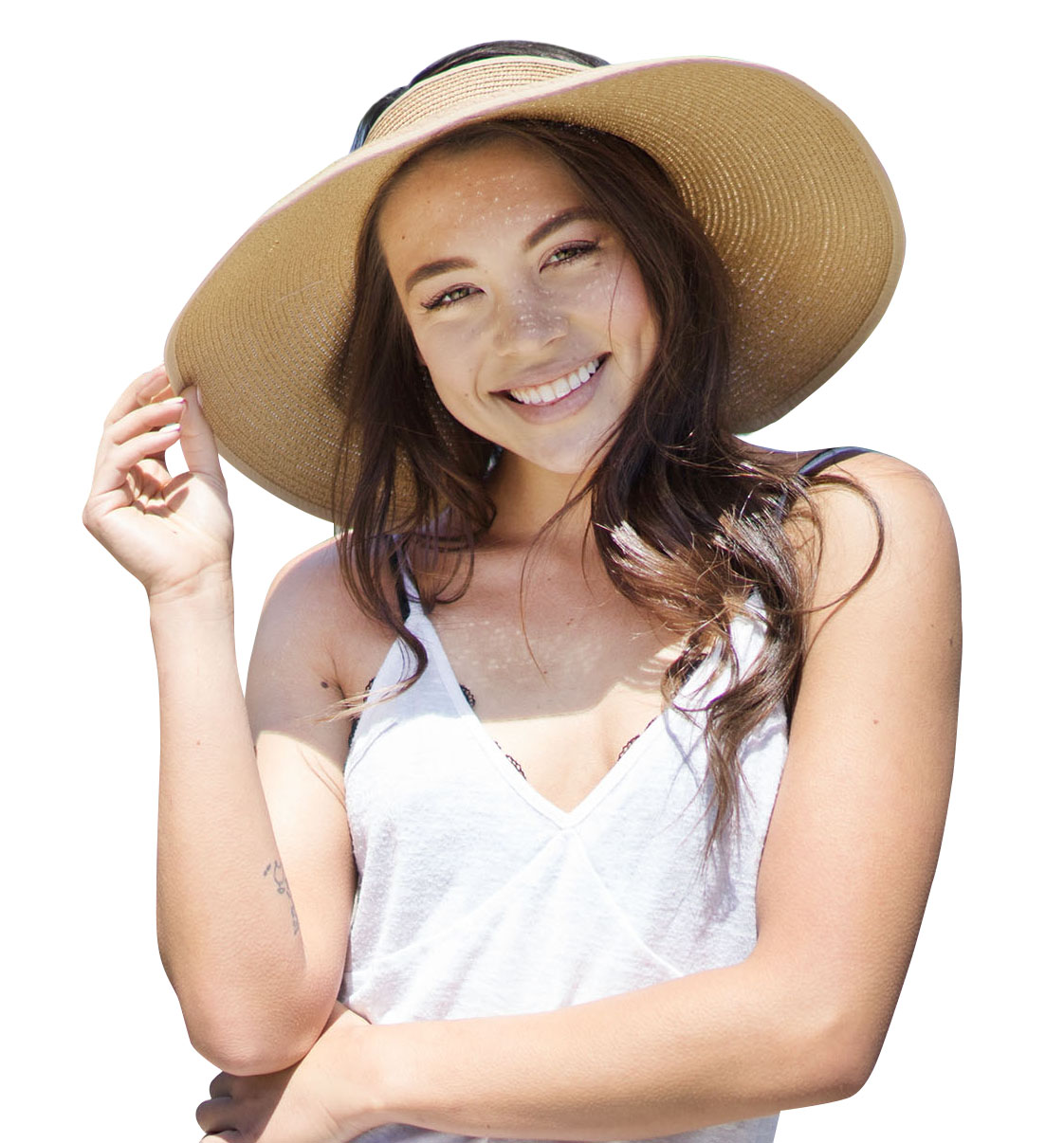 Simplicity Beach Roll-Up Beach Straw Sun Visor Hat with Bow  display picture 1