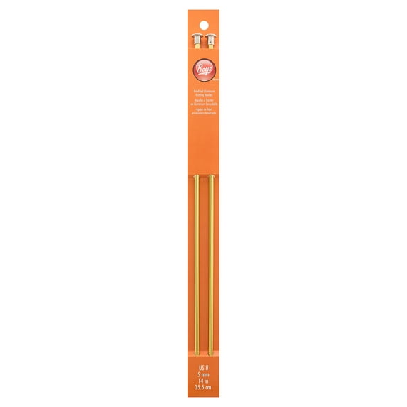 Simplicity Boye 14 in Anodized Aluminum Single-Point Knitting Needles, Size 8 Gold