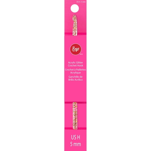 Simplicity Boye Acrylic Glitter Crochet Hook, Size H Pink