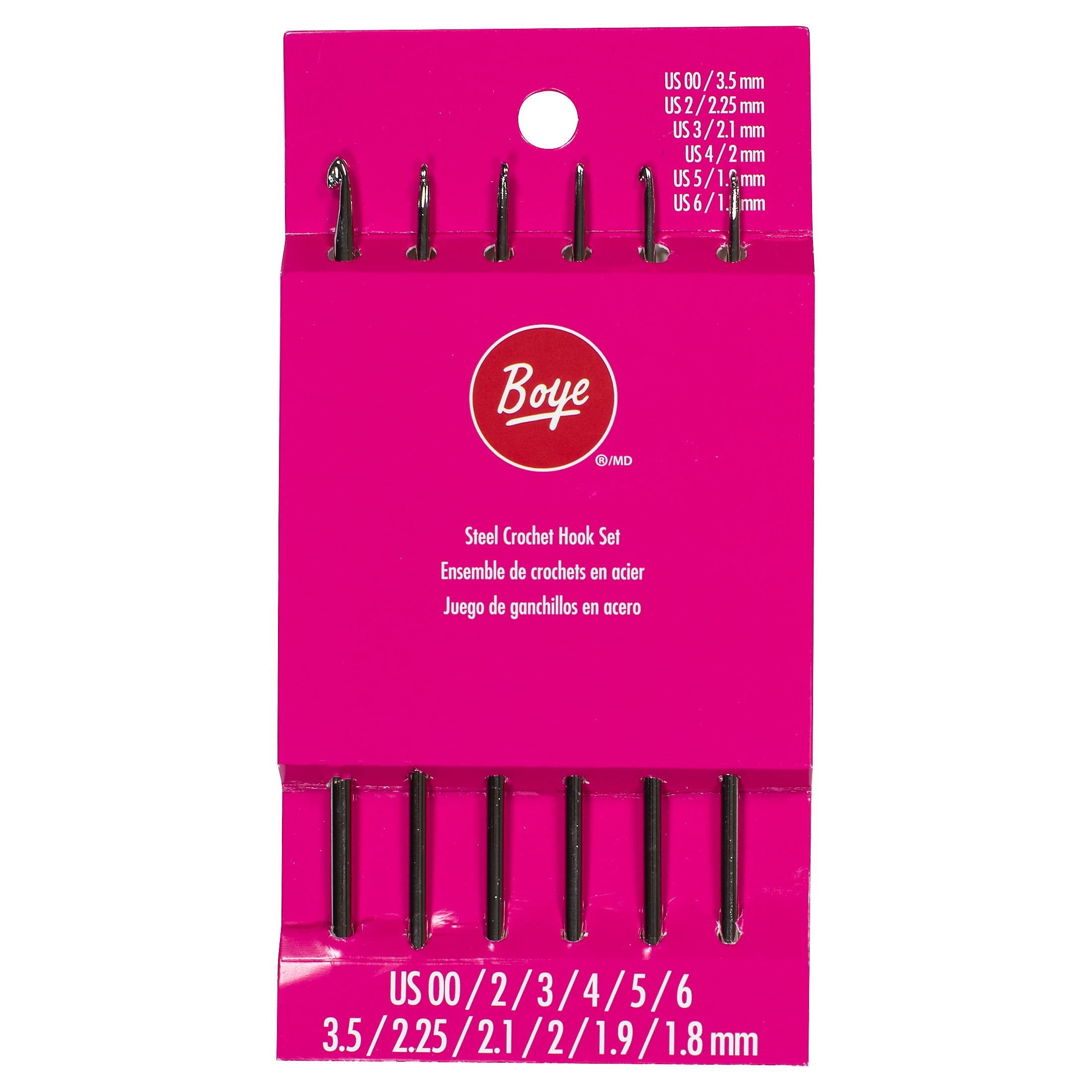 Simplicity Boye Aluminum Crochet Hook, Set 00, 2-6 Multicolor