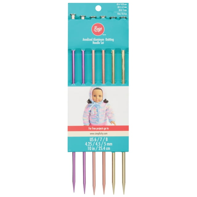 Simplicity Boye Anodized Aluminum Size US 6/7/8 Knitting Needle Set, 1