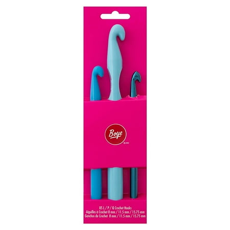Simplicity Boye Plastic Crochet Hook Set Sizes L, P, & Q, 3 Piece Multicolor