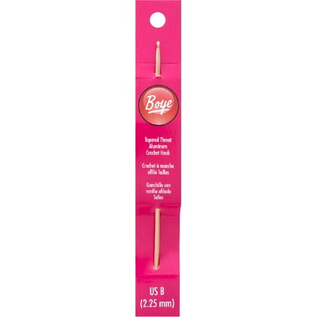 Simplicity Boye Tapered Throat Anodized Aluminum Crochet Hook, US Size B Gold