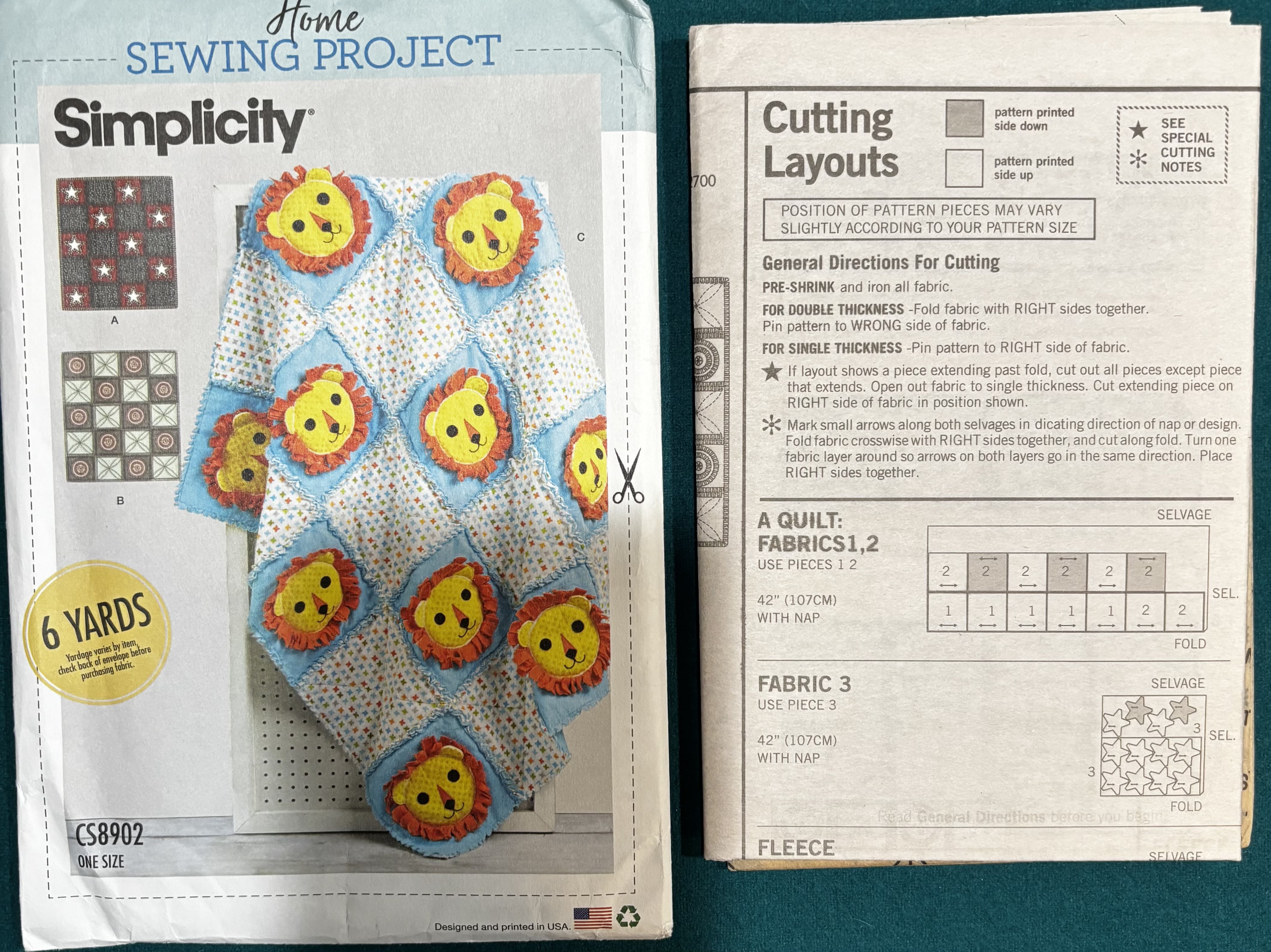 Simplicity CS8902 One Size Rag Quilt Sewing Pattern, 40" x 50 ...