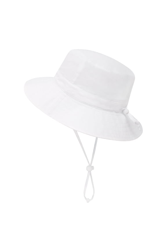 Cute Toddler Sun Protection Bucket Sunhat with String White,/ 12-24 Months
