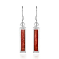 Simplicity Dangle Bar Synthetic Red Coral Sterling Silver Earrings
