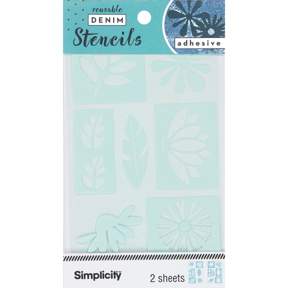 Simplicity Denim Fabric Stencils 2/Pkg-Flowers