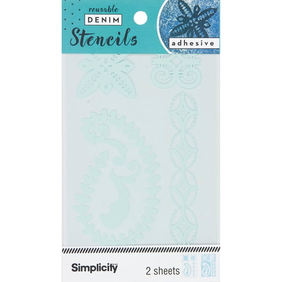 Simplicity Denim Fabric Stencils 2/Pkg-Motifs
