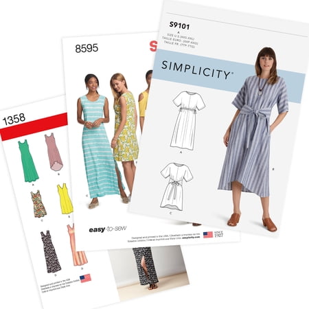 Simplicity Easy To Sew Misses' Dresses Set of 3 Sewing Pattern Bundle
