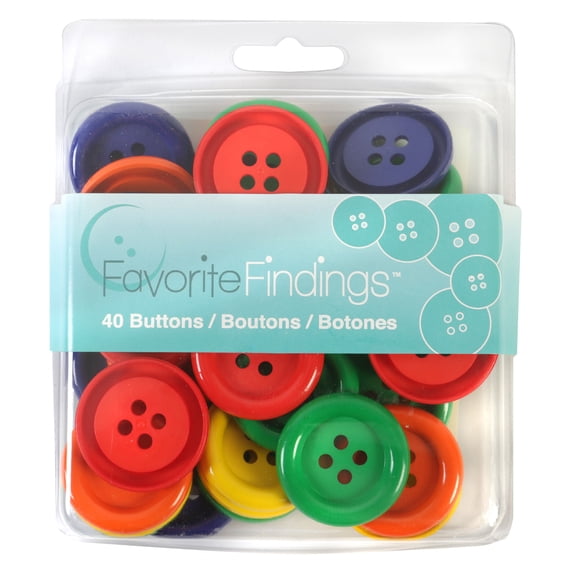 Simplicity Favorite Findings - Big Button Clamshells- 1 3/8-Inch Primary 4-Hole Buttons, 40-Pack