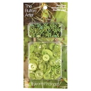 Simplicity Favorite Findings, The Button Artist, Cactus Green Buttons And Beads Pack, 4 Ounce