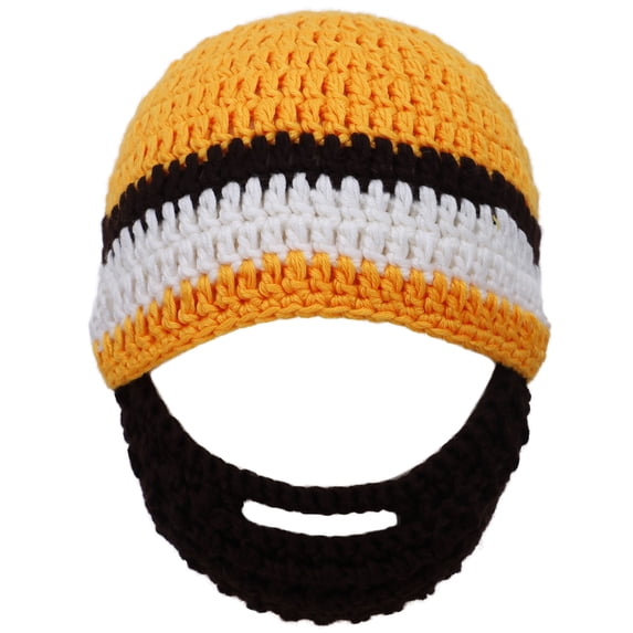 Simplicity Kid's Classic Knit Caps Hats with Knitted Beard/ Face Warmer, Yellow