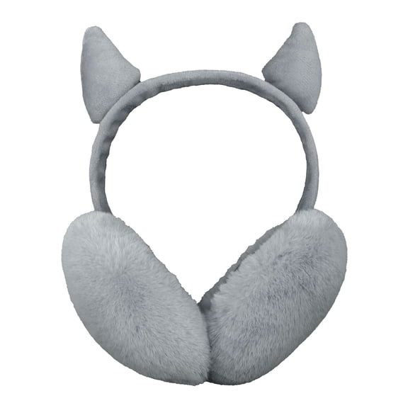 Simplicity Kids Devil Horns Earmuffs Cute Plush Winter Ear Warmers,Grey
