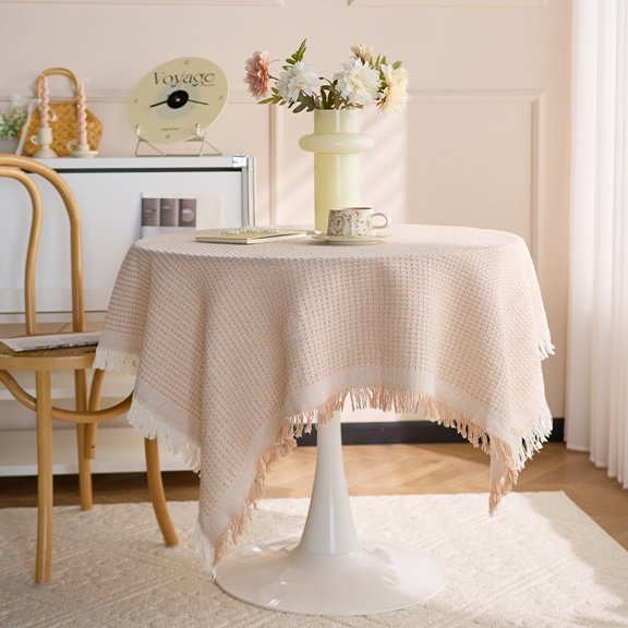 Simplicity Knitting Tablecloth Fresh Farmhouse Table Cloths with Tassel for Picnic Camping Dining