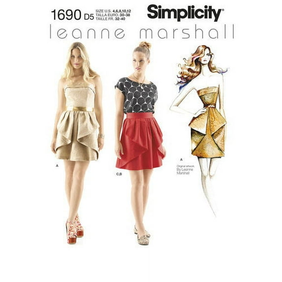 Simplicity Leanne Marshall Collection Misses' Dress, Skirt and Top Patterns, 1 Each