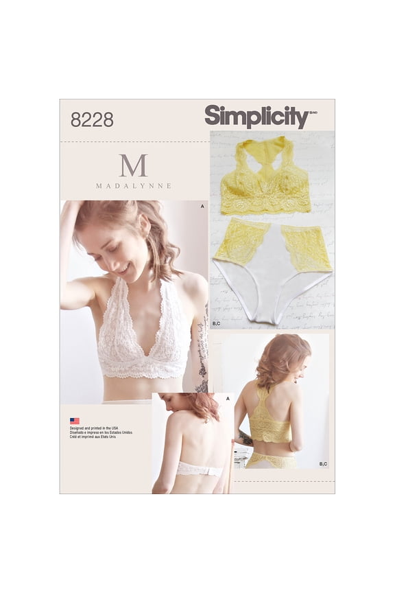 Simplicity Madalynne Bra & Panty Pattern, 1 Each
