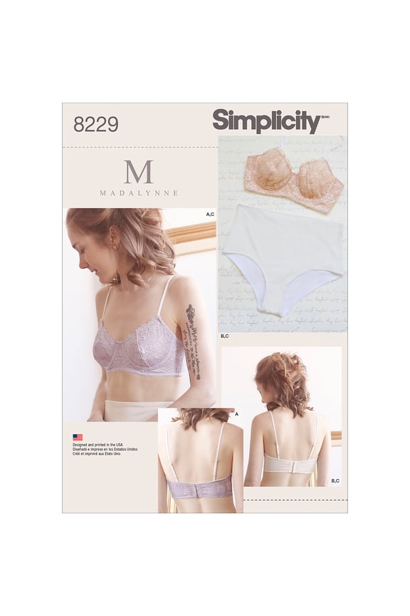 Simplicity Madalynne Bra & Panty Pattern, 1 Each