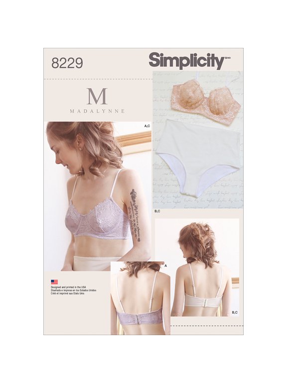 Simplicity Madalynne Bra & Panty Pattern, 1 Each