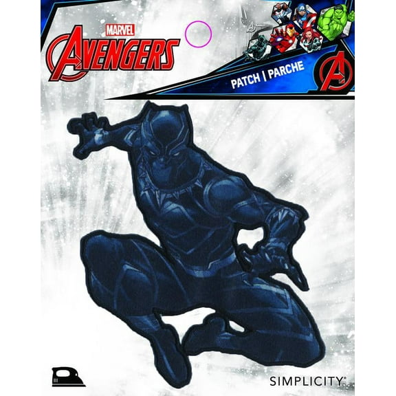 Simplicity Marvel Avengers Black Panther Iron-on Applique Embroidered Patch, Black, 1 Each