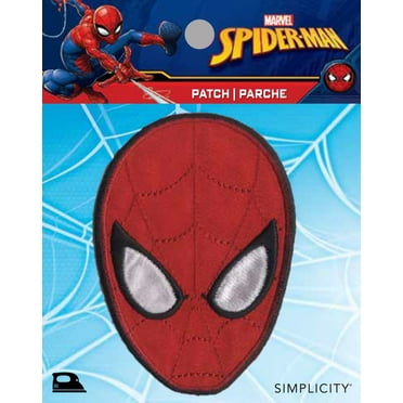 Simplicity Marvel Spiderman Head Iron-on Applique Embroidered Patch, Red, 1 Each