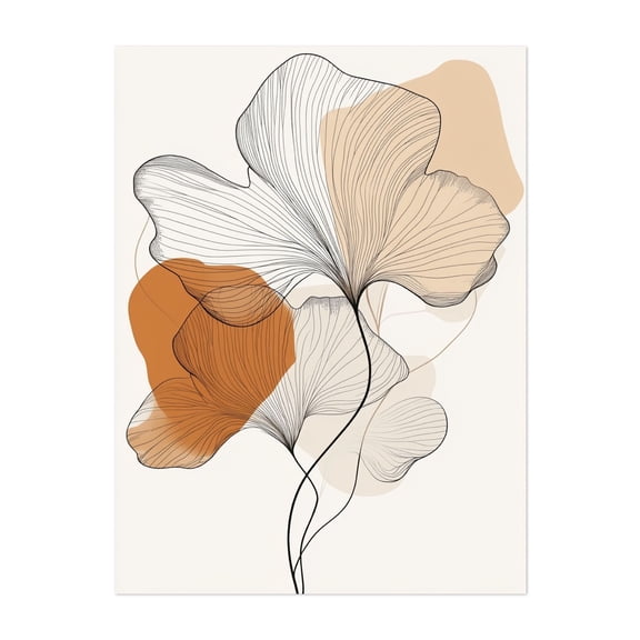 Simplicity Meets Elegance - Line Drawing Line Art Floral Botanical Minimalist Abstract Modern Art Nature Unframed Wall Art Print 18 x 24 inches