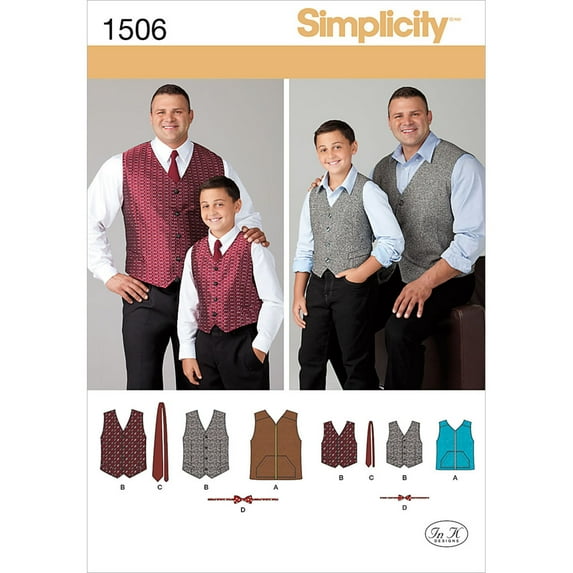 Simplicity Mens' & Childs' Size S-5XL Tops & Vests Pattern, 1 Each